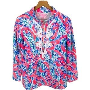 Lilly Pulitzer Skipper Popover Cosmic Coral Cracked Up Lobster Large